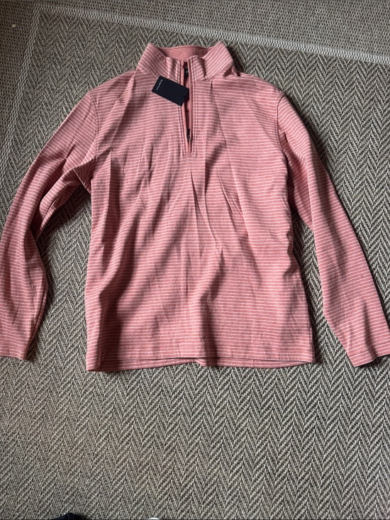 Bugatchi Other - Bugatchi Pink Striped Quarter-Zip Sweater